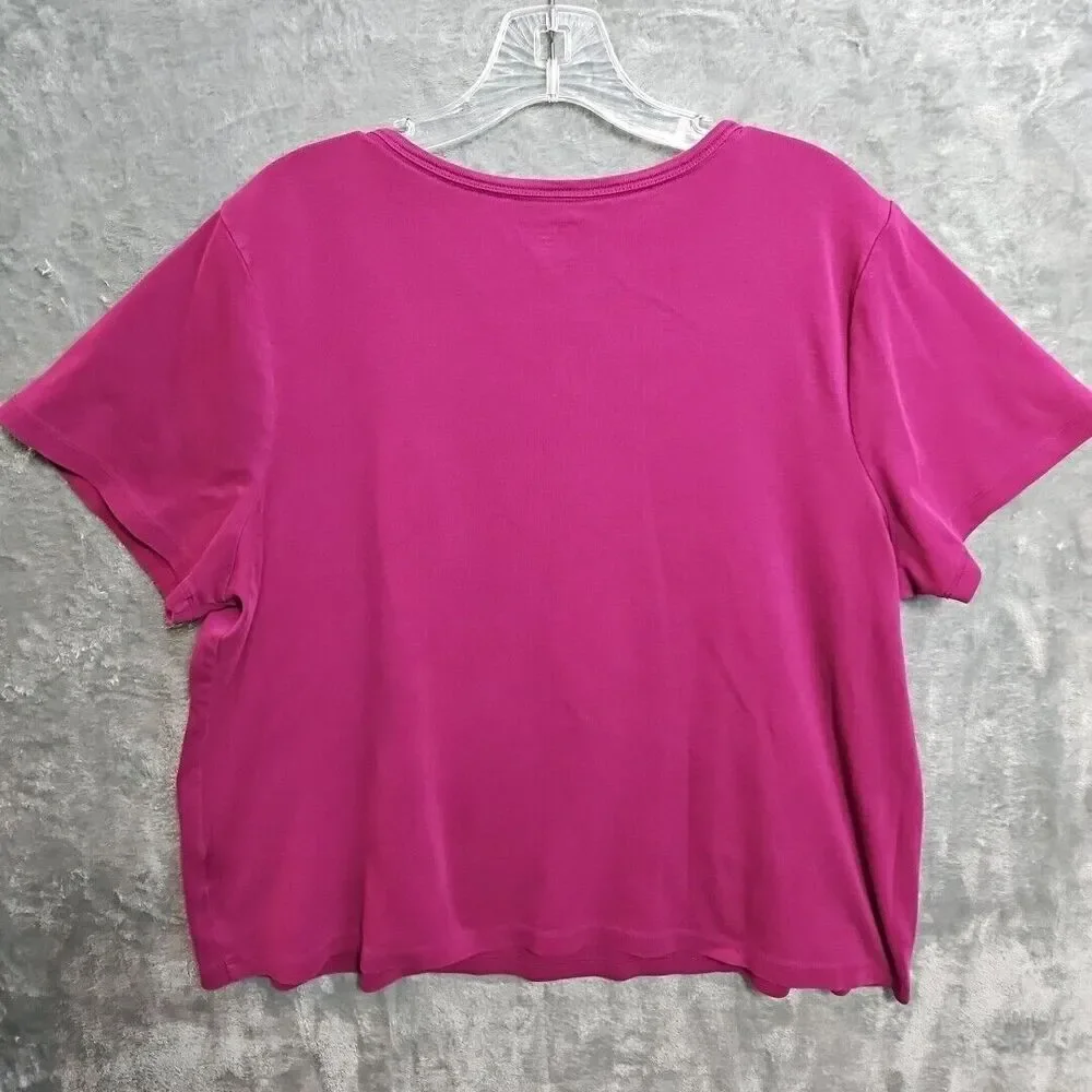 Lands End Women's Sz 2XL Shaped Fit pink top short sleeve - Picture 5 of 10